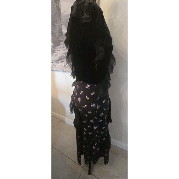 Rebecca‎ Taylor Midi Dress Black Ruffle Jacquard Velvet Floral SZ 10 Retail $730 - Picture 9 of 15